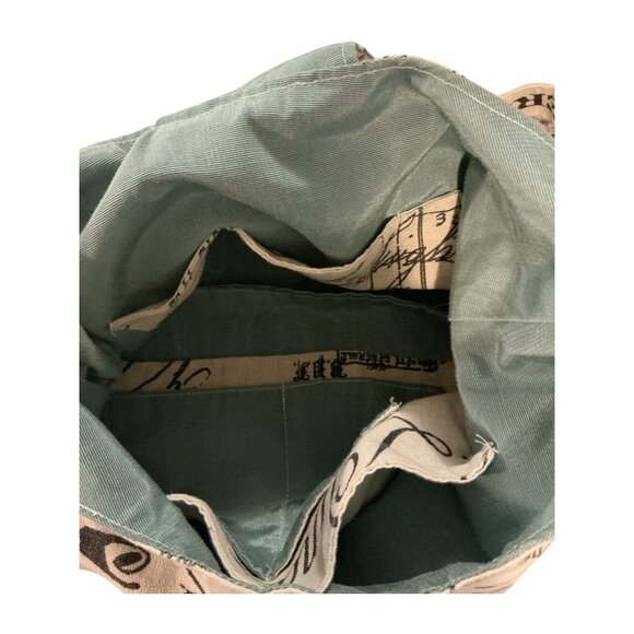 Handmade Canvas Shoulder Bag With Script Print Text  12" X 9"  Multiple Inner Po - Picture 7 of 7